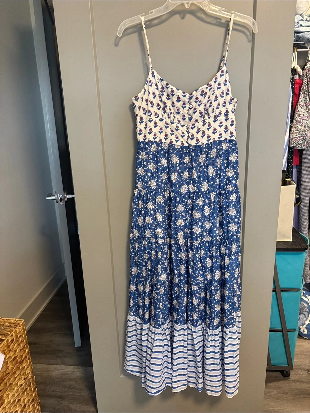 J. Crew Maxi Dress- Blue, Purple, White